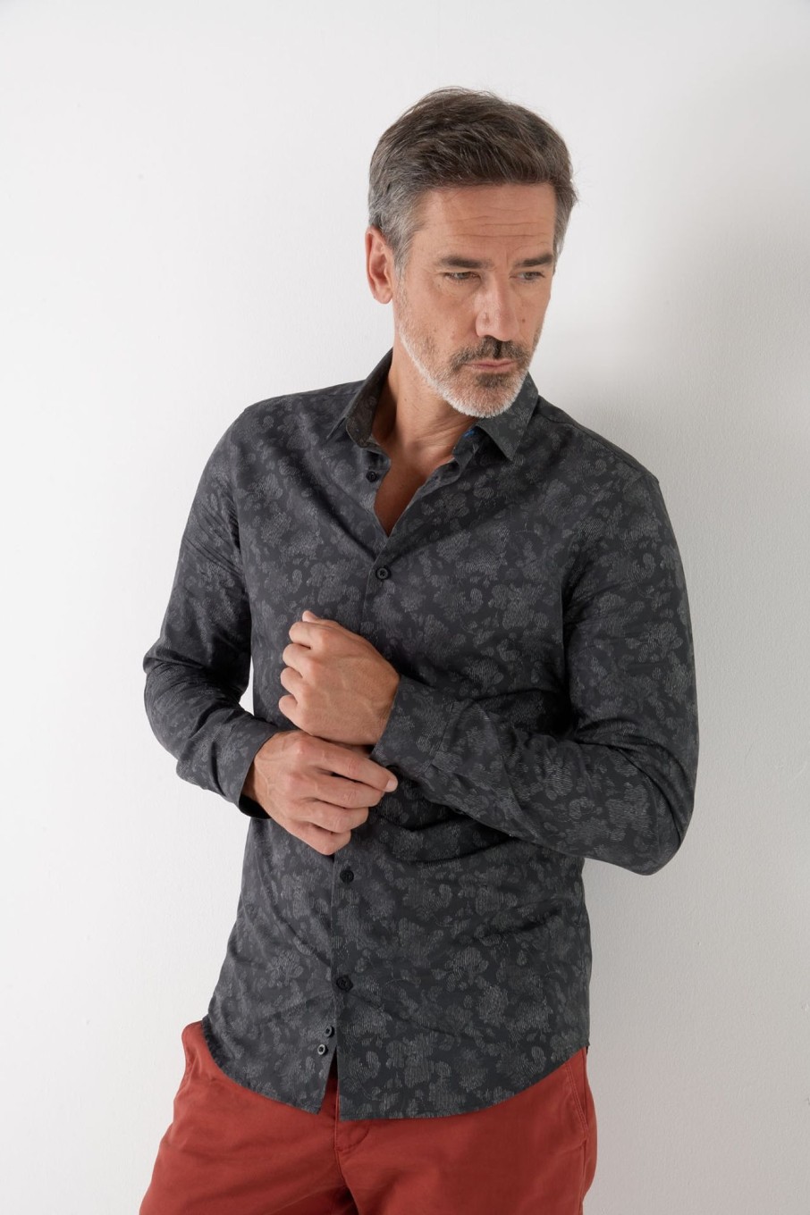 Pret-A-Porter Ollygan | Chemise Slim Fit Motif Fleurs Godard